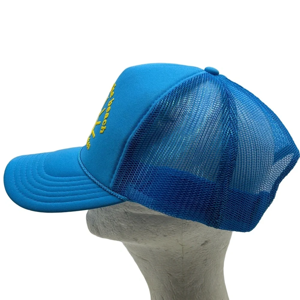 Beach Babies Take Me to the Beach Trucker Hat Blue Yellow Foam Mesh Snapback